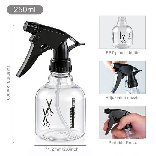 Generic 2-Piece Hair Styling Set - Carbon Fiber Tail Comb + Adjustable Spray Bottle, Precision Parting Comb for Hair Sectioning, Refillable Fine Mist Spray Bottle for Salon, Home & Travel Use - image 3