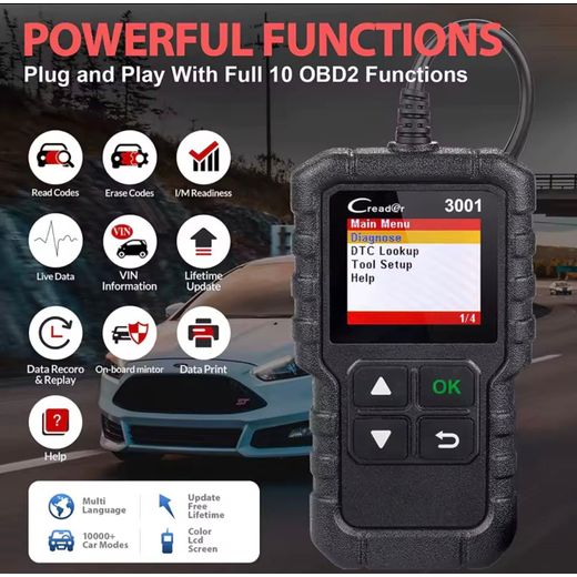 Generic Original LAUNCH CR3001 V2.0 2026 Creader OBDII EOBD Vehicle Diagnostic OBD Scanner Engine Check Clear Fault Code Auto Diagnostic Tool DIY OBD Scanner Free Lifetime Software Updates ELM327 - image 3