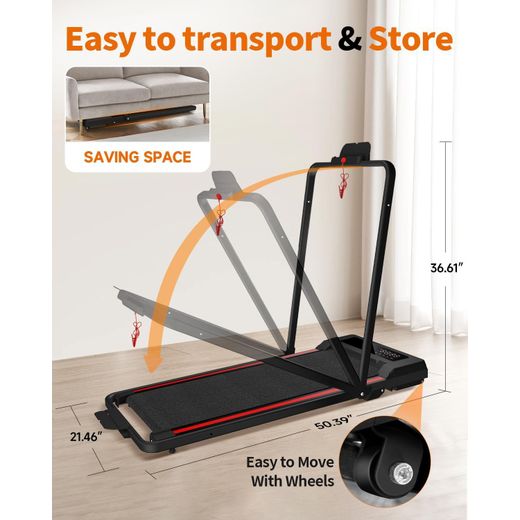 Generic Portable 2-in-1 under-desk Treadmill with a foldable Handrail and LED display - image 3