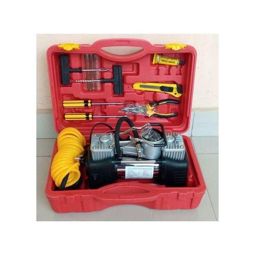 Heavy Duty Car Tyre Pump Portable Electric Air Tire Pump Inflator With Tools - Double Cylinder