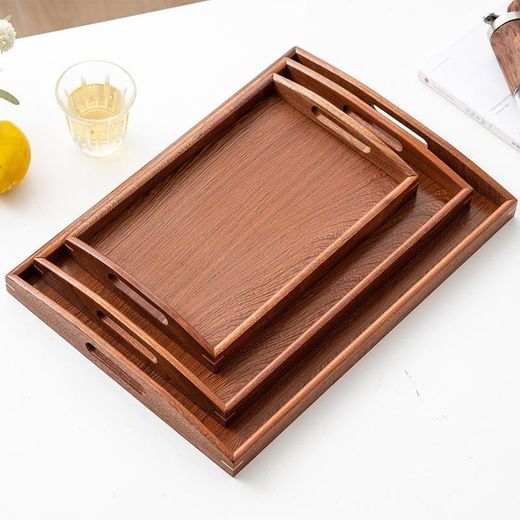 Generic Bamboo Tea Tray  Rectangular Serving Tray Set of 3