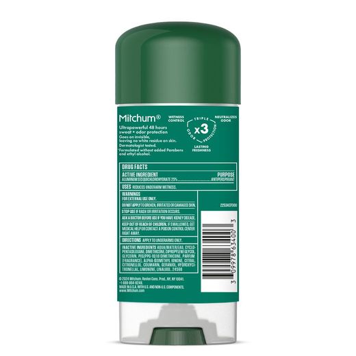 Generic Mitchum Men’s Antiperspirant Deodorant Gel Stick, Mountain Air Scent, 48HR Sweat & Odor Protection, Triple Odor Defense, Alcohol-Free, Dermatologist Tested, 3.4 OZ / 96g - image 2
