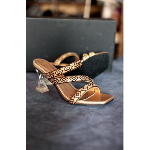 Morgan Scott footwears High heel premium High Guality slippers for ladies gold - image 2