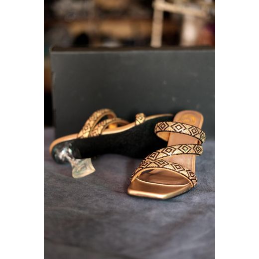 Morgan Scott footwears High heel premium High Guality slippers for ladies gold - image 3
