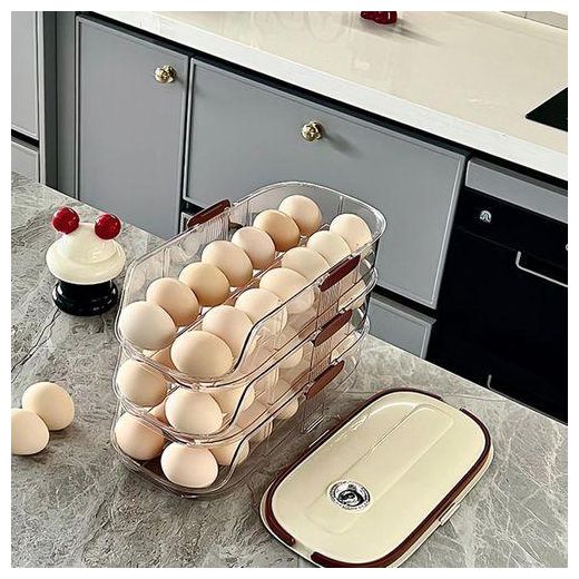 Generic 36 Grid Egg Storage Box - 3 Tier Rolling Egg Holder For Fridge - image 2