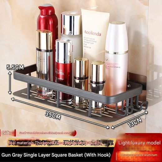 Generic Bathroom Storage Rack Shower Rack Organizer Adhesive Storage Aluminum Alloy Bathroom Shower Wall Storage - image 3
