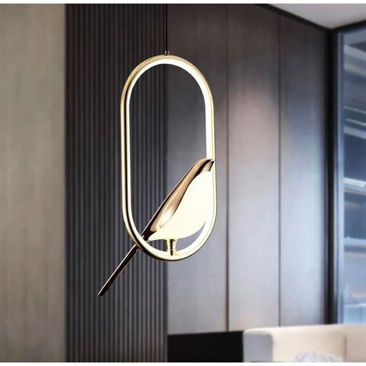 Nordic Modern LED Bird Pendant Ceiling Light – Luxury Hanging Lamp for Living Room, Dining Room, Bedroom & Office – Gold Finish – Energy Saving Warm White Light