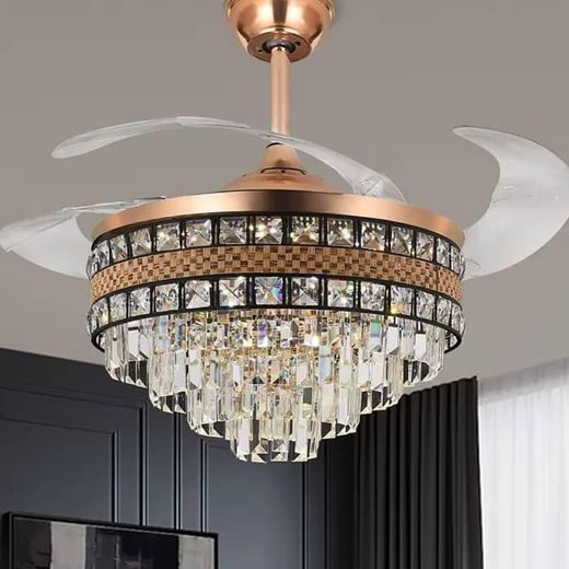 SUMMER WIND  Modern Chandelier Crystal Ceiling Fan Light