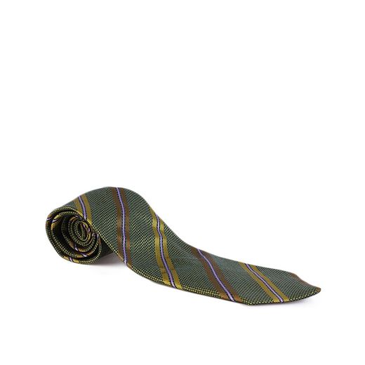 Villamore Men's Woven Stripes Tie - Green