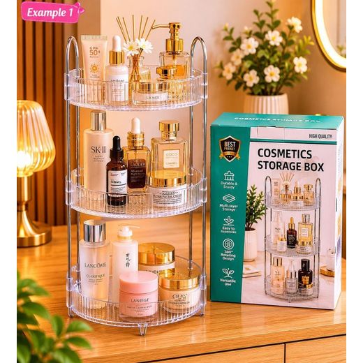Generic 3-Tier 360° Rotating Cosmetics Storage Box