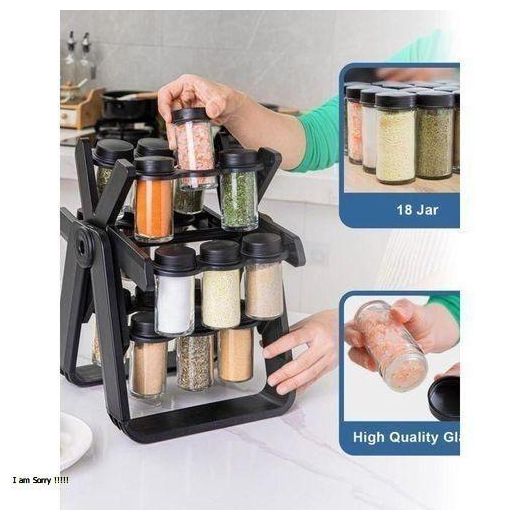 Generic 18 Jar Rotating Spice Rack - Ferries Wheel Space Saving & Spice Organizer