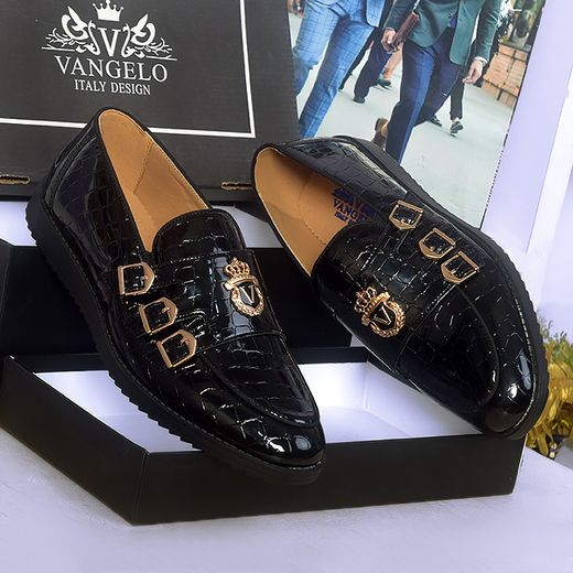Fashion Men CLASSIC 3 BUKKLE Shoes Black