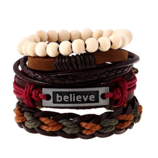 Fashion Believe Unisex Charm Multilayer Leather Beads