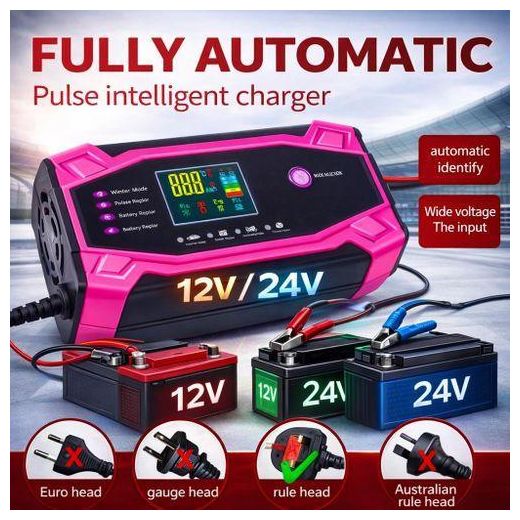 ALIGHT CHARGER 12V / 24V Car , Truck Battery smart Charger 12 24 controller chs (24BA3Cpink)