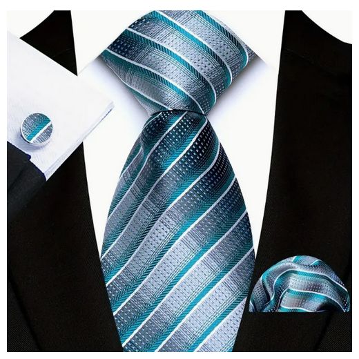 Fashion Men's Pocket Square +Tie +Cufflinks