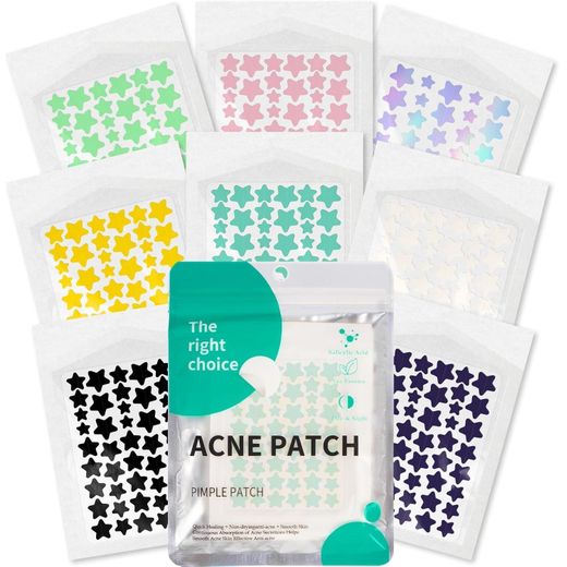 Yiliker Pimple Patches for Face, Hydrocolloid Patch Acne Patches Professional 40Pcs 5 Colors&Sizes(8,10,12,14,16mm) Matches Different Size, Cute Star Spot Stickers
