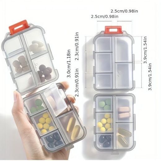 Generic Portable 10 Compartments Pill Box, Double Layer Sealed Medicine Organizer, Travel Pocket Pill Case, Moisture-Proof Pill Container for Vitamins, Supplements & Medication - image 4