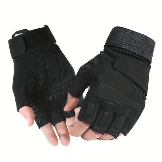 Generic Tactical Half Finger Gloves Cycling Weightlifting High Quality Men And Women, Fitness Grip Outdoor Thickened Open Finger Gloves Cool Black - image 3