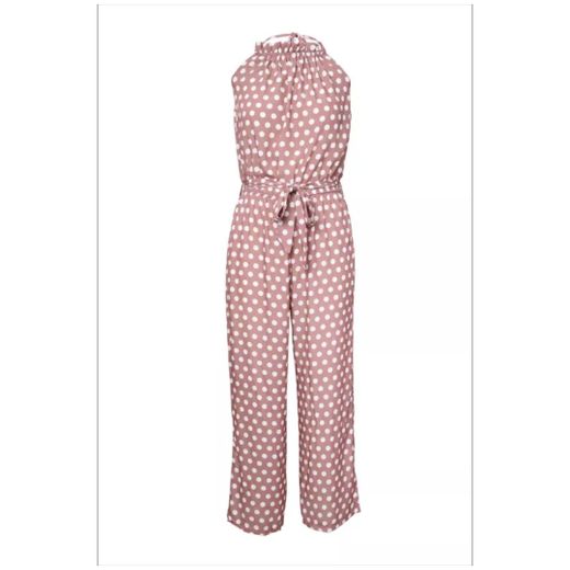 Fashion Mfed Pink Polka Dot Chiffon Overall Jumpsuit - image 4