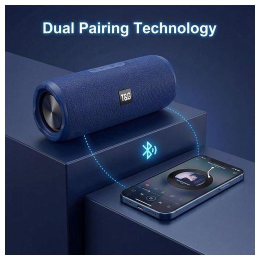 T&G TG468 High Quality Portable Wireless Luxury Speaker Outdoor Sports Mini Waterproof Subwoofer 10W Supports TF Card FM USB Radio (BLUE)