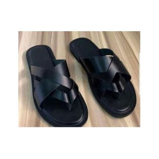 Classic & Simple Male Black Crossed Pam Slips - (BLACK)
