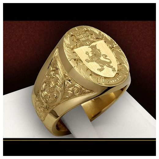 Fashion Ins Super Hot Gold-plated Lion Shield Badge Male Ring - image 4
