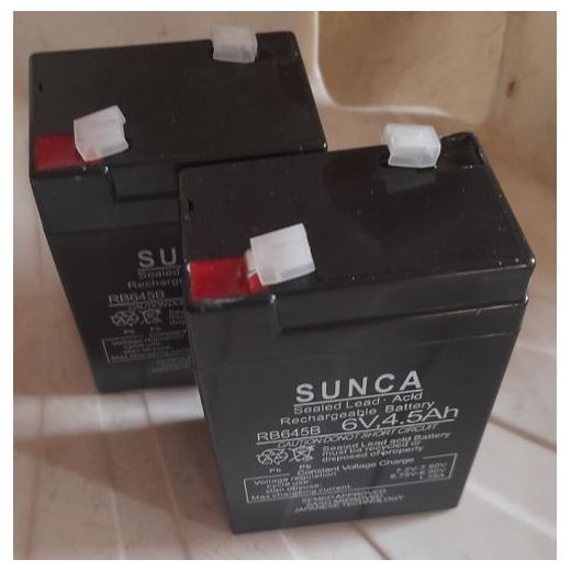 Sunca 6v 4.5ah Sealed Rechargeable Lead Acid Battery X 2pieces