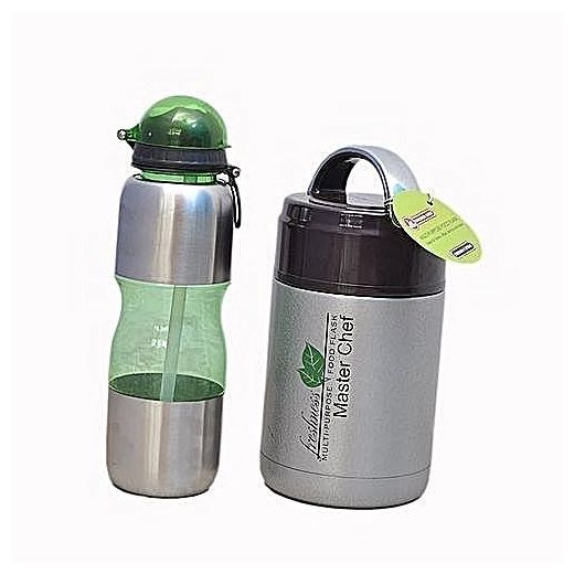 Kids Food Flask And Water Bottle-2 In 1 Bundle