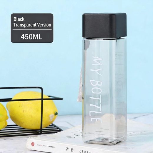 Fashion Simple square plastic cup, creative and personalized design, handy cup, transparent, perfect for students as a gift.
