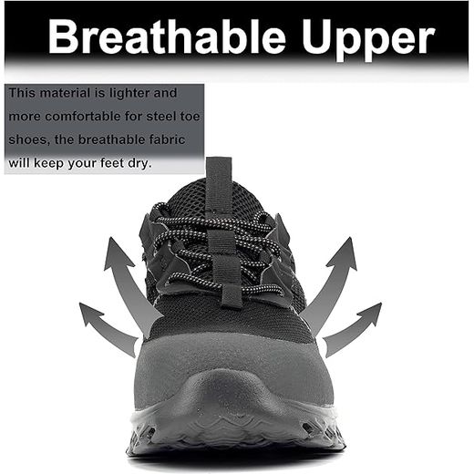 Fashion Safety Shoes Steel Toe Work Boots Breathable Fabric Upper Grey - image 4