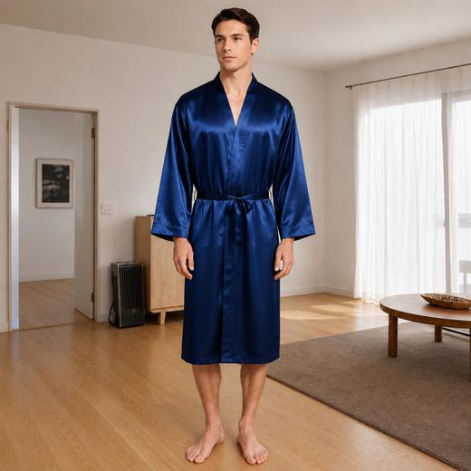 Mens satin Big And Tall Satin Robe Bathrobe Cardigan Comfort Soft Sleep Home Wear Nightgown Comforable Lounge