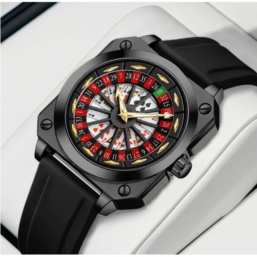 Fashion Mens Roulette Watc Sports Style Silicone Strap Night Light Square Watch - image 3