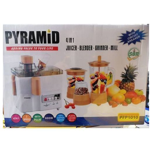 Pyramid 4 In 1 Blender,Juice Extractor, Grinder With Mill-600W