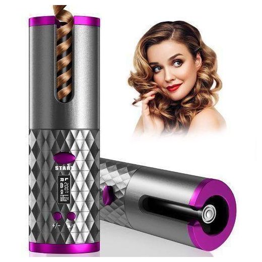 Generic Cordless Automatic Hair Curler - Portable Rechargeable Rotating Curling Iron with LCD Display, Adjustable Temperature & Timer Settings, White - image 2