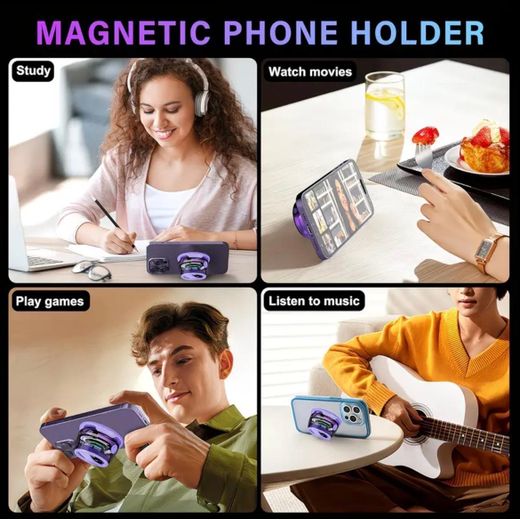 Generic Wireless TWS Mini Speaker with Phone Holder & RGB Lights - Magnetic, Shock-Resistant, Bass Boost, Surround Sound, USB Type-C Charging. ( G200 )