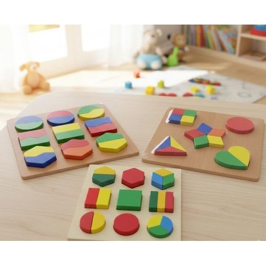Generic Wooden Shapes Puzzle Learning Toy, Montessori Brain Teaser Puzzle Board with Geometric Shapes, Interactive Game Educational Toy for Kids, Multicolor, 3+ Years