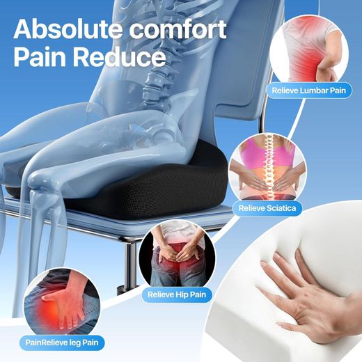 TodyJeyHo Seat Cushion, Extra Large Memory Foam Cushion for Office Chair Cushions, Ergonomic Cushions Pad Pillow for Pressure Relief Sciatica & Pain Relief for Long Sitting - image 3
