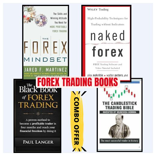 The Forex Mindset – Jared Martinez + Naked Forex – Alex Nekritin, Walter Peters + The Black Book of Forex Trading – Paul Langer + The Candlestick Trading Bible – Munehisa Homma (Combo Pack)
