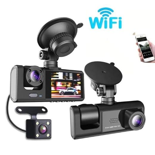 Generic Dash Cam 3CH Car DVR 3" Camera Full Color 1320P HD Wifi Motion Detection EDR 24hr Parking Monitor Loop Record Rearview Mirror Emergency Accident Lock