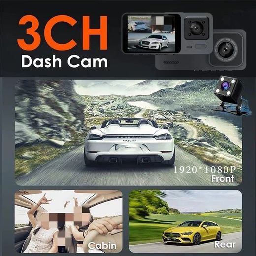 Generic Dash Cam 3CH Car DVR 3" Camera Full Color 1320P HD Wifi Motion Detection EDR 24hr Parking Monitor Loop Record Rearview Mirror Emergency Accident Lock - image 3