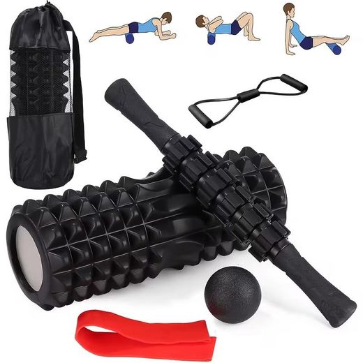Generic 5 in 1 Foam Roller Massage Set, Foam Roller,Massage Stick,Massage Ball,Resistance Band & Rope