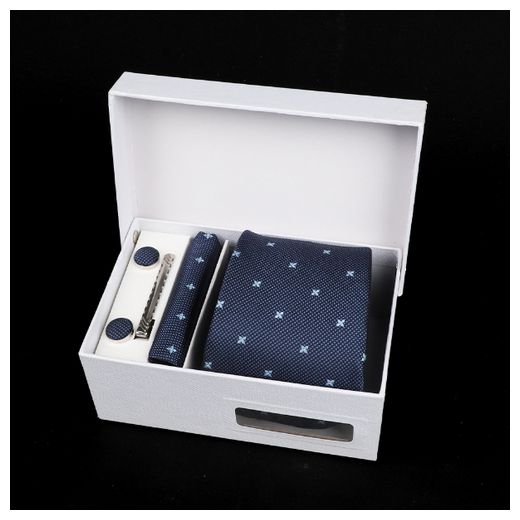 Fashion Formal Necktie Pocket Squares Ties Clips Cufflinks+Box