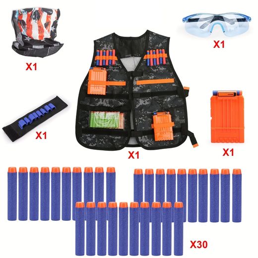 Digabi Combat Harness Kit suit for Toys Gun with Refill Darts, Dart Pouch, Reload Clips, Tactical Mask, Wrist Band and Protective Glasses, for Outdoor Militaries Games, As Halloween, Chrismas Gift, Outdoor toy - image 3