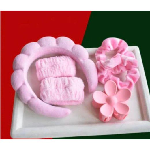 Pink 6pcs Spa Headband set