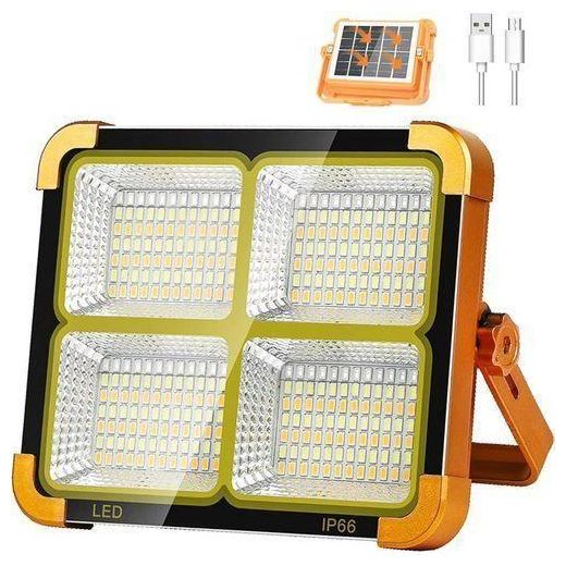 Solar-powered LED floodlight. 
