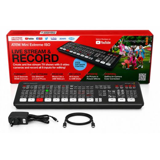 Classic Blackmagic Design ATEM Mini Extreme ISO Professional Live Production Switcher – 8 HDMI Inputs – ISO Recording – Live Streaming