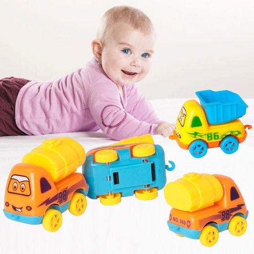 Digabi Inertia Toy Early Educational Toddler Baby Toy Friction Powered Cars Push and Go Cars Tractor Dumper Cement Mixer Engineering Vehicles Toys for Children Boys Girls Kids Gift 4PCS - image 3