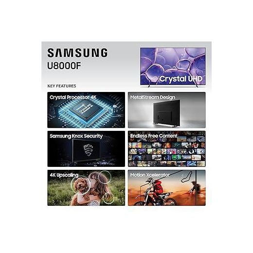 Samsung 55-Inch Class Crystal UHD 55U8000F 4K Smart TV (2025 Model) Endless Free Content, Crystal Processor 4K, MetalStream Design - image 4