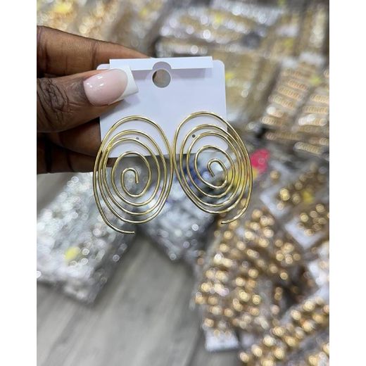 Gold Spiral Design Dangle Earrings 