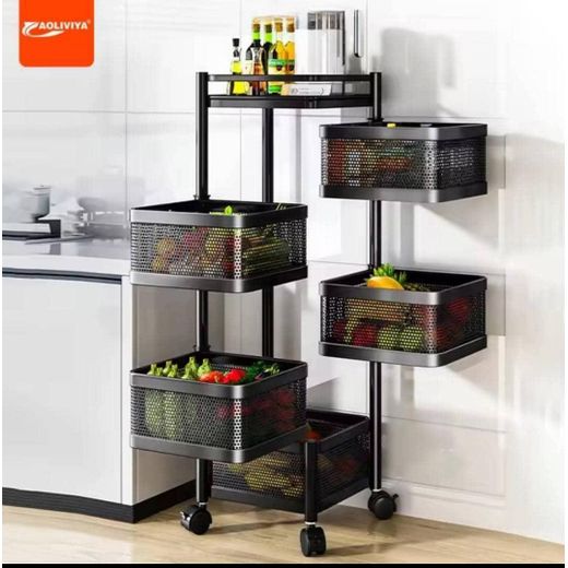 Multi-layer rotating kitchen storage rack